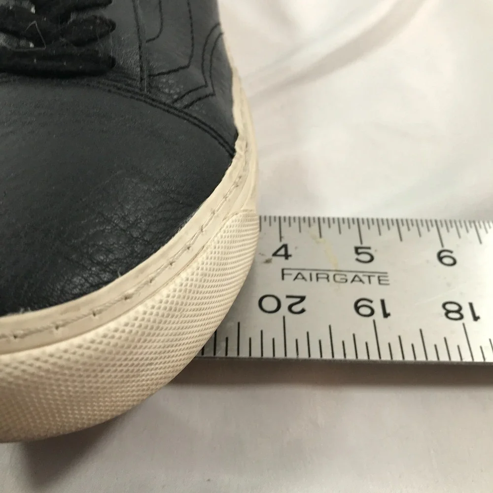 VANS Off The Wall Old Skool Lux Black Leather Lace Up Shoes‎ Mens 6.5 Womens 8